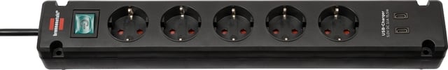 Stekkerdoos Brennenstuhl Bremounta 5 voudig inclusief 2 USB C 3 meter zwart afbeelding