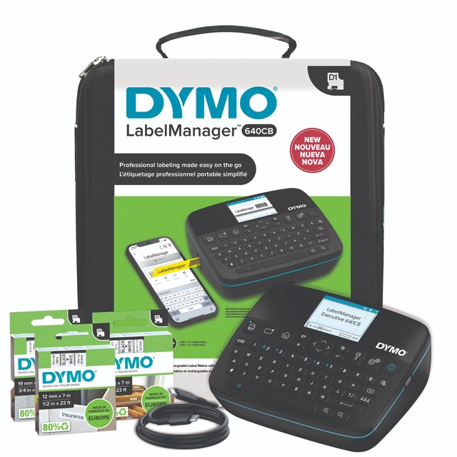 Labelprinter Dymo LabelManager Executive 640CB draagbaar qwerty 24mm zwart in koffer afbeelding