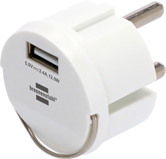 Stopcontactadapter Brennenstuhl USB A 2.4A wit afbeelding