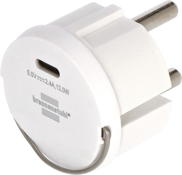 Stopcontactadapter Brennenstuhl USB C 2.4A wit afbeelding