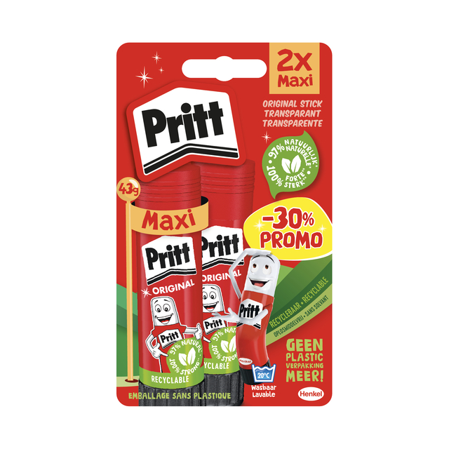 Lijmstift Pritt Stick Original 43gr blister à 2 stuks Promo afbeelding