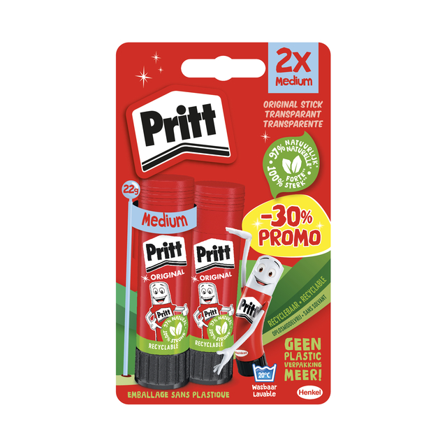 Lijmstift Pritt Stick Original 22gr blister à 2 stuks Promo afbeelding