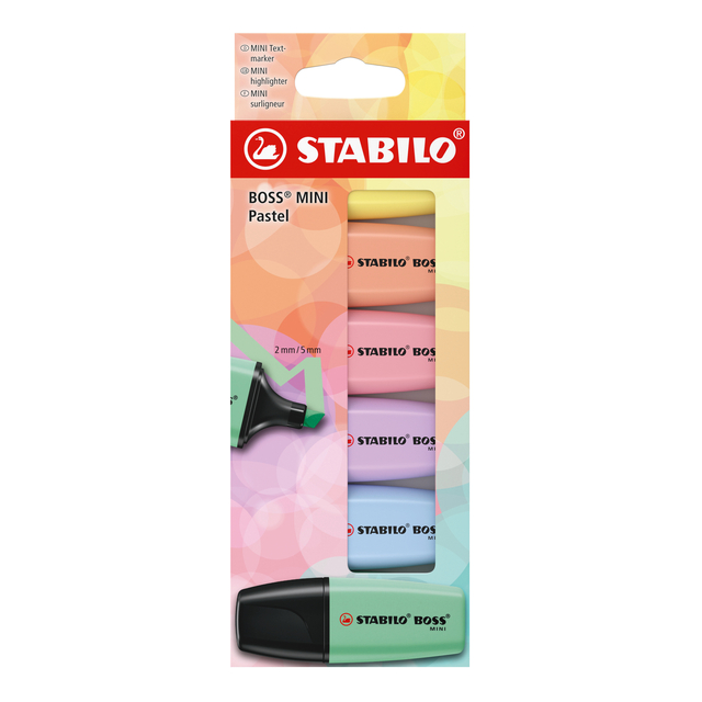 Markeerstift STABILO BOSS mini pastel assorti 6 stuks afbeelding