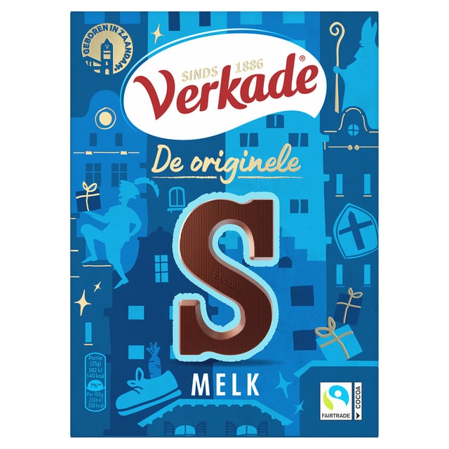 Chocoladeletter Verkade melk S 135 gram afbeelding