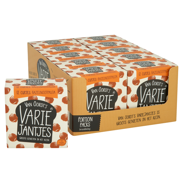 Hazelnootpasta VarieJantjes 12x15 gram cupjes afbeelding