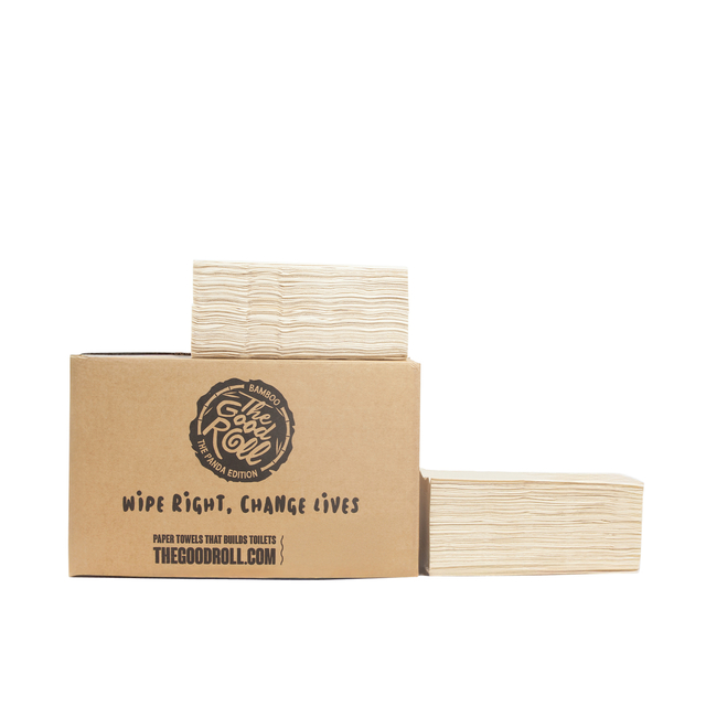 Handdoek The Good Roll bamboe z-vouw 2-laags 230x210mm 20x200 vel naturel afbeelding