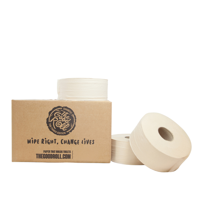Toiletpapier The Good Roll jumbo klein bamboe 2-laags 18x180m naturel afbeelding