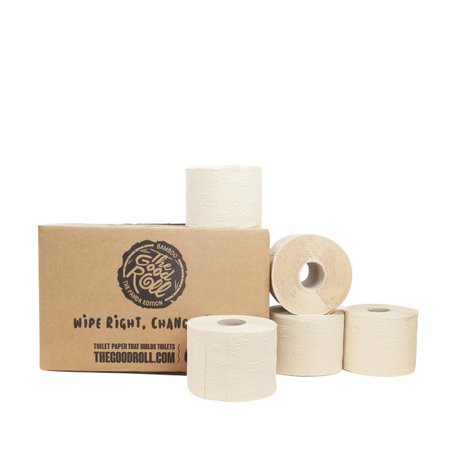 Toiletpapier The Good Roll The Panda Edition Naked bamboe 3-laags 27x250 vel naturel afbeelding