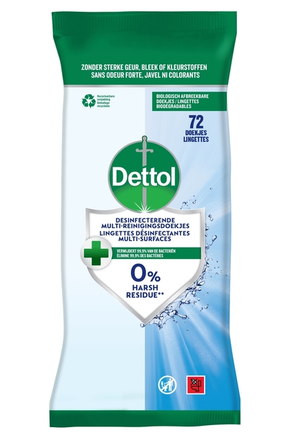 Reinigingsdoekjes Dettol antibacterieël Cleanser 72stuks afbeelding