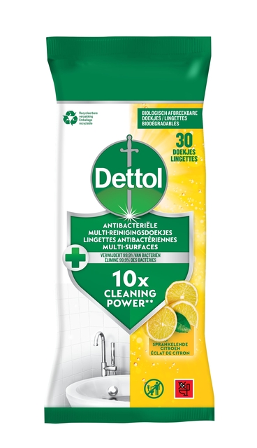 Reinigingsdoekjes Dettol antibacterieël Citrus 30 stuks afbeelding