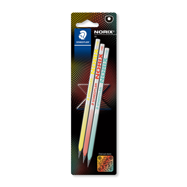 Potlood Staedtler Norix HB assorti blister à 3 stuks