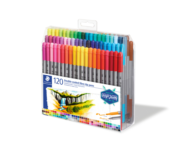 Kleurstift Staedtler 3200 dubbele punt fijn en ultrafijn assorti 120st — Foto 2 van 2