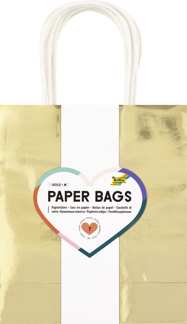 Cadeautas Folia goud kraft 18x21x8cm 7 stuks afbeelding