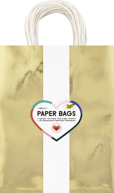 Cadeautas Folia goud kraft 24x31x12cm 20 stuks afbeelding