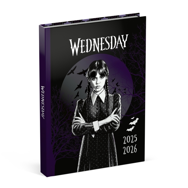 Schoolagenda 25-26 Lannoo Wednesday 1dag/1pagina met inserts zwart afbeelding