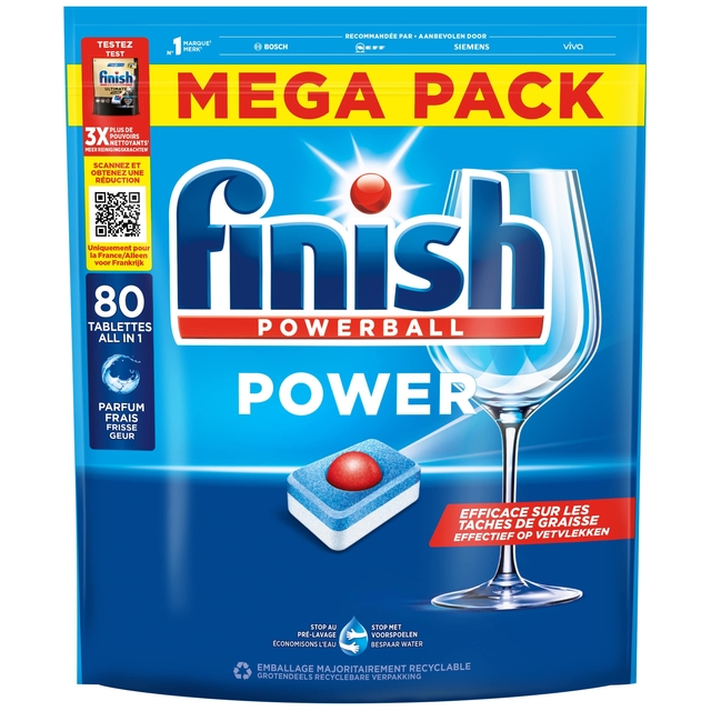 Vaatwastabbletten Finish All-in-one Power Regular 80 stuks afbeelding