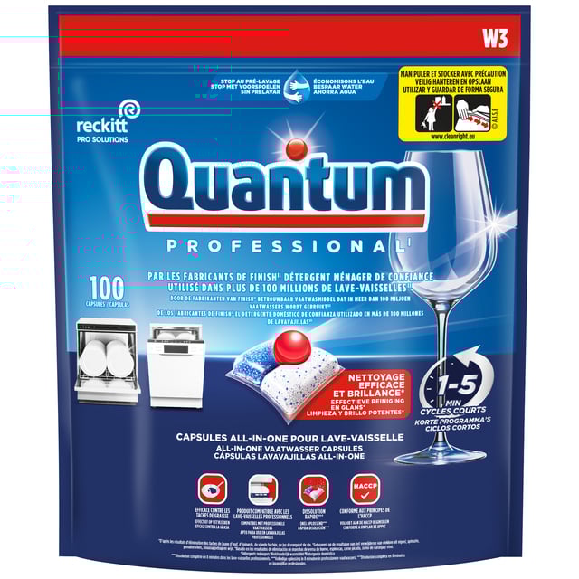 Vaatwastabletten Quantum Pro All-in-one 100 caps afbeelding
