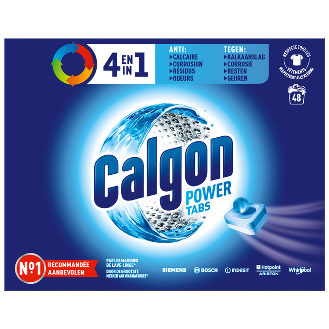 Wasmachine reinigingstabletten Calgon 4in1 48 tabs afbeelding