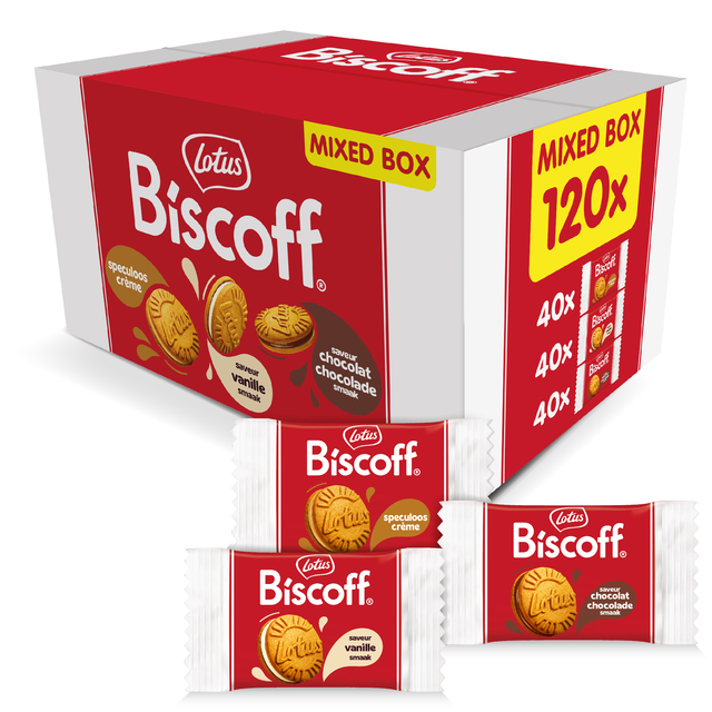 Koekjes Lotus Biscoff sandwich mix doos 120 stuks afbeelding