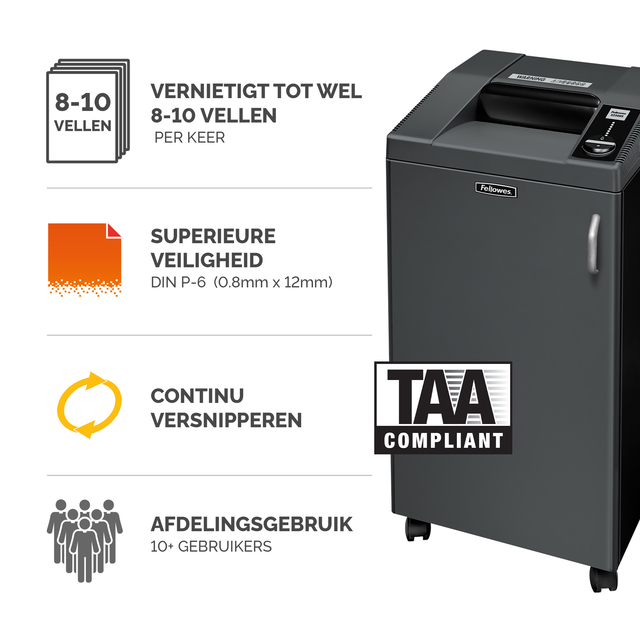 Papiervernietiger Fellowes Fortishred 3250SMC snippers 0,8x12mm — Foto 2 van 2