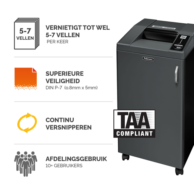 Papiervernietiger Fellowes Fortishred 3250HS snippers 0,8x5mm — Foto 2 van 2