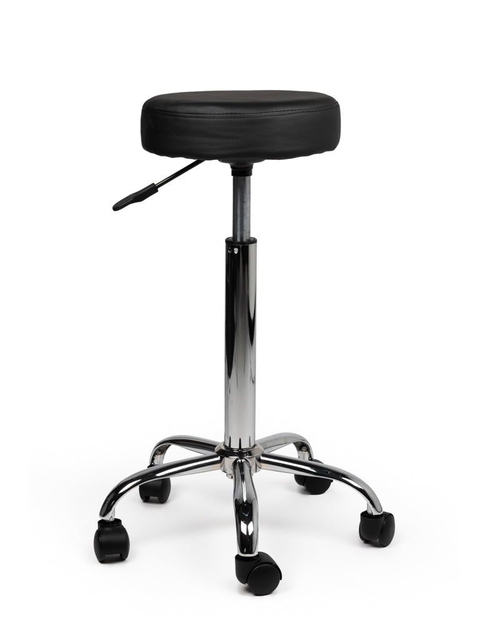 Tabouret kruk Office hoog met gasveer harde wielen zw afbeelding