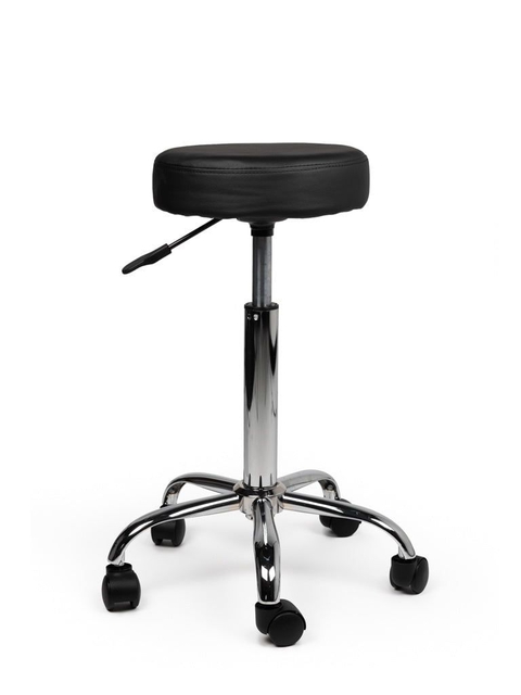 Tabouret kruk Office standaard met gasveer harde wielen zw afbeelding