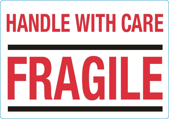 Waarschuwingsetiket IEZZY handle with care fragile 100mmx70mm 500st afbeelding