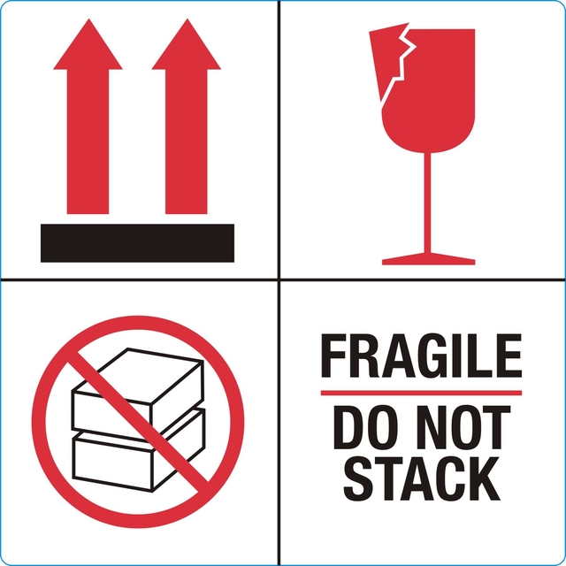 Waarschuwingsetiket IEZZY fragile do not stack 100mmx100mm 1000 stuks afbeelding