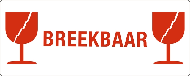 Waarschuwingsetiket IEZZY glas breekbaar 150mmx60mm 500 stuks afbeelding