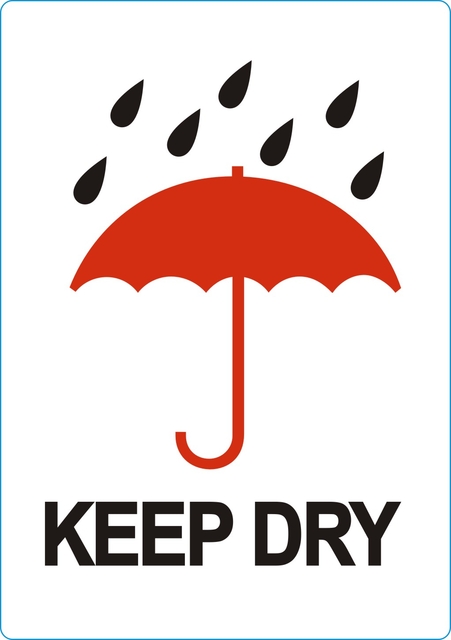 Waarschuwingsetiket IEZZY keep dry 74mmx105mm 500 stuks afbeelding