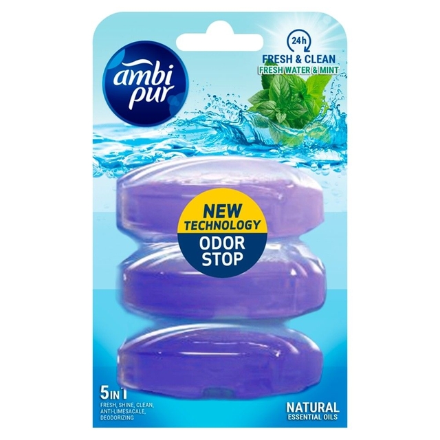 Toiletblok navulling Ambi Pur Fresh Water & Mint 3x55ml afbeelding
