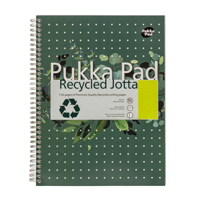 Collegeblok Pukka Pad Jotta Recycled A4 lijn 4-gaats 110 pagina&apos;s 80gr groen afbeelding