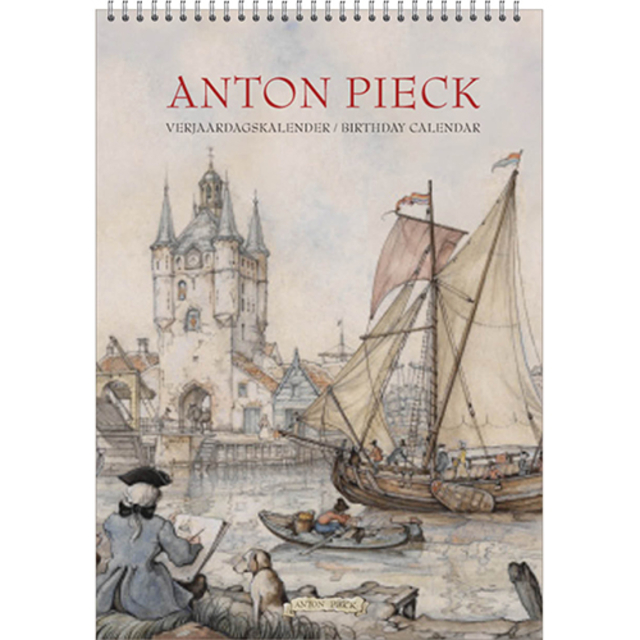 Verjaardagskalender Anton Pieck Zicht op haven A4 afbeelding