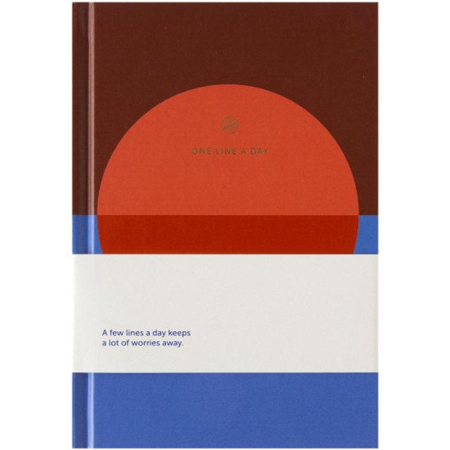 Notitieboek A5 One line a day blauw rood lijn afbeelding