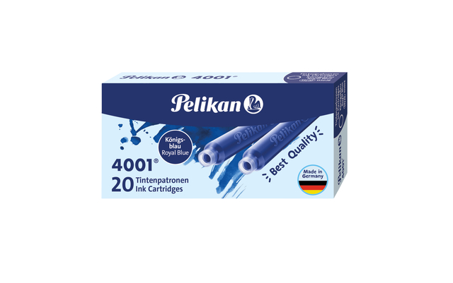 Inktpatroon Pelikan 4001 koningsblauw 20 stuks afbeelding