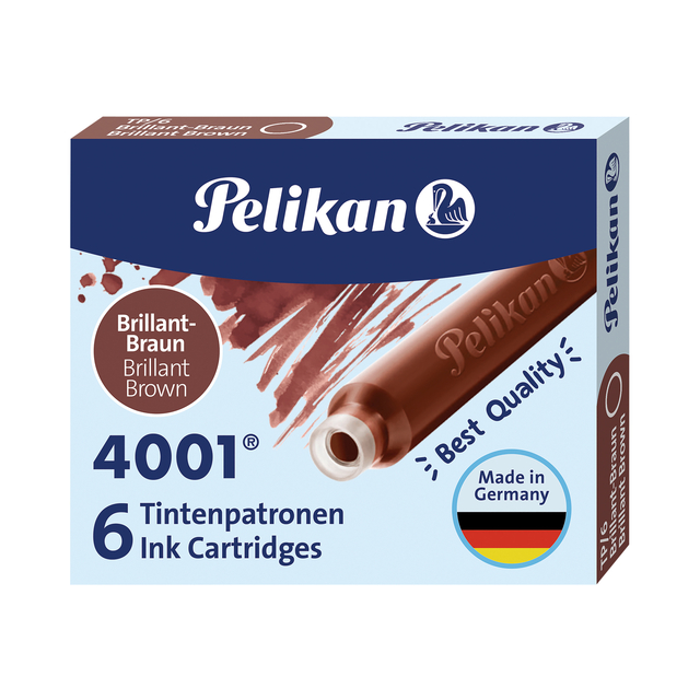 Inktpatroon Pelikan 4001 bruin 6 stuks afbeelding