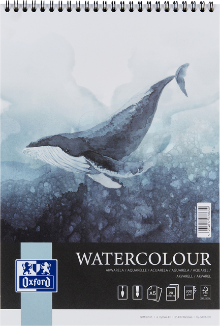 Aquarelblok Oxford Watercolour A5 20 vel 300 gram spiraal afbeelding