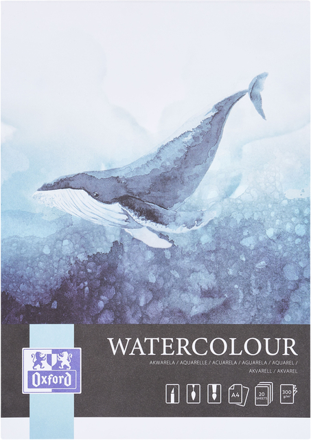 Aquarelblok Oxford Watercolour A4 20 vel 300 gram gelijmd afbeelding