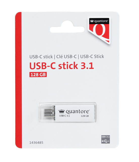 USB stick 3.1 Quantore USB-C 128GB zilver