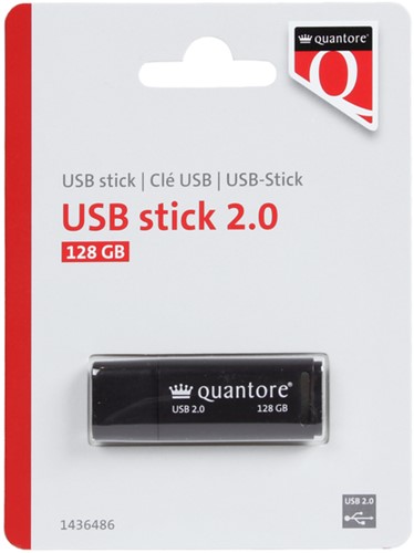 USB stick 2.0 Quantore USB-A 128GB zwart