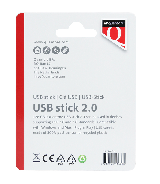 USB stick 2.0 Quantore USB-A 128GB zwart — Foto 2 van 2