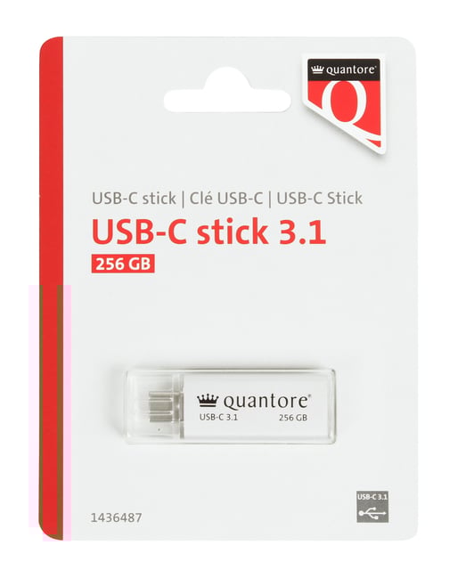 USB-stick Quantore USB-C 256GB 3.1 zilver afbeelding