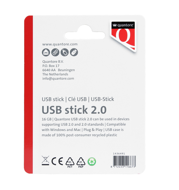USB stick 2.0 Quantore USB-A 16GB zwart — Foto 2 van 2