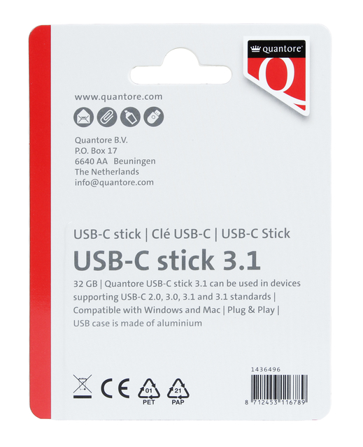 USB stick 3.1 Quantore USB-C 32GB zilver — Foto 2 van 2