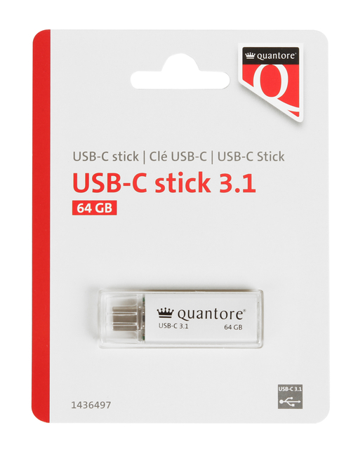 USB-stick Quantore USB-C 64GB 3.1 zilver afbeelding