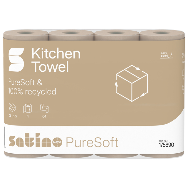 Keukenrol Satino PureSoft 3-laags 4x64 vel naturel 175890 — Foto 3 van 3