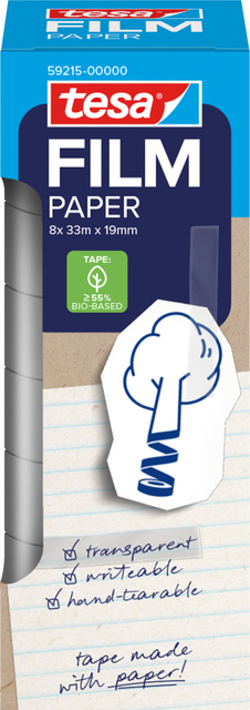 Plakband tesafilm papier 19mmx33m 8 rol afbeelding