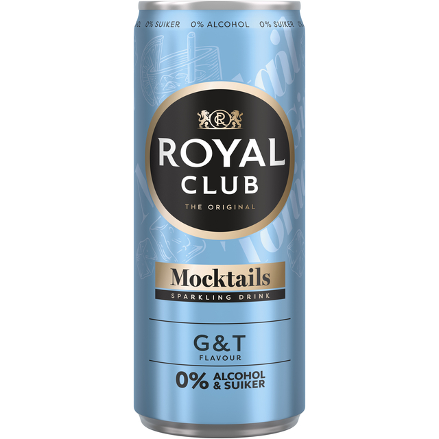 Mocktails Royal Club gin tonic 0% suiker en alcohol blik 250 ml afbeelding