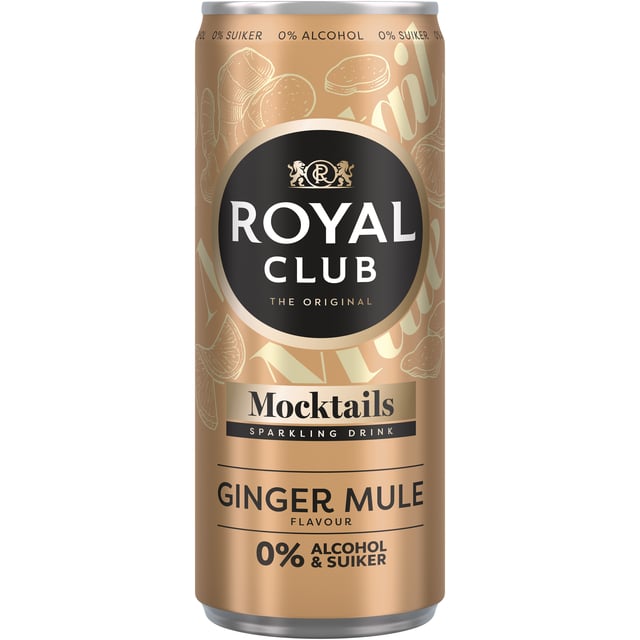 Mocktails Royal Club ginger mule 0% suiker en alcohol blik 250 ml afbeelding